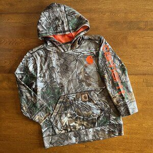 Carhartt camo and orange hoodie S 8-10 NWOT